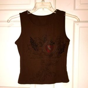 Brown, Rhinestone Tank Top.